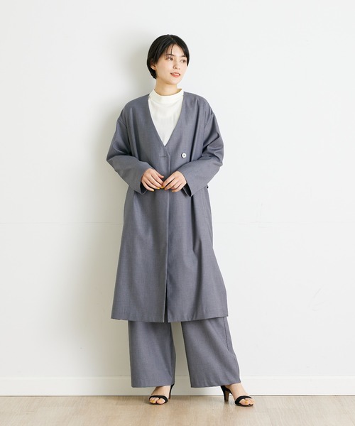 INED CLARO（イネドクラロ）の「カラーレスコート【セットアップ対応】（ノーカラーコート・レディース・グレー/ネイビー・フリー）」の16枚目の写真