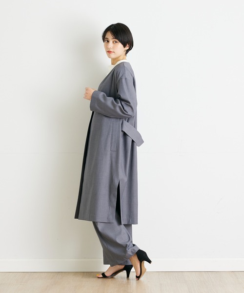 INED CLARO（イネドクラロ）の「カラーレスコート【セットアップ対応】（ノーカラーコート・レディース・グレー/ネイビー・フリー）」の18枚目の写真