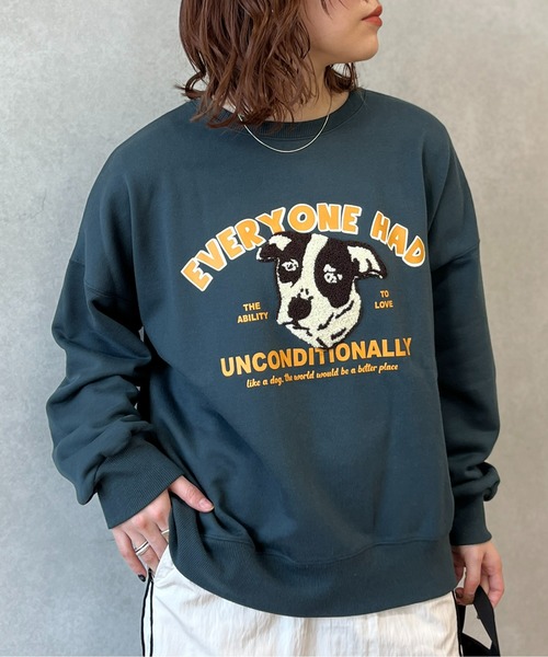 CPCM（シーピーシーエム）の「ワンコモチーフサガラ刺繍裏毛プルオーバー（スウェット・レディース・オフホワイト/グレー/グリーン/ネイビー・M/L）」の9枚目の写真