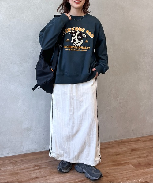 CPCM（シーピーシーエム）の「ワンコモチーフサガラ刺繍裏毛プルオーバー（スウェット・レディース・オフホワイト/グレー/グリーン/ネイビー・M/L）」の10枚目の写真