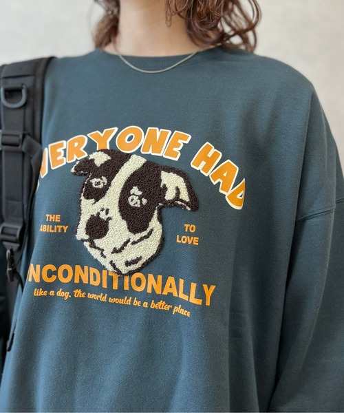 CPCM（シーピーシーエム）の「ワンコモチーフサガラ刺繍裏毛プルオーバー（スウェット・レディース・オフホワイト/グレー/グリーン/ネイビー・M/L）」の11枚目の写真