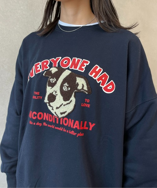 CPCM（シーピーシーエム）の「ワンコモチーフサガラ刺繍裏毛プルオーバー（スウェット・レディース・オフホワイト/グレー/グリーン/ネイビー・M/L）」の18枚目の写真