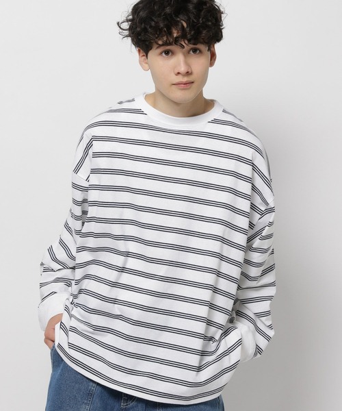 新品 ニコアンド ストライプ ロングスリーブ Tシャツ GEORGE'S セール】USAコットンロングスリーブTシャツ（Tシャツ/カットソー