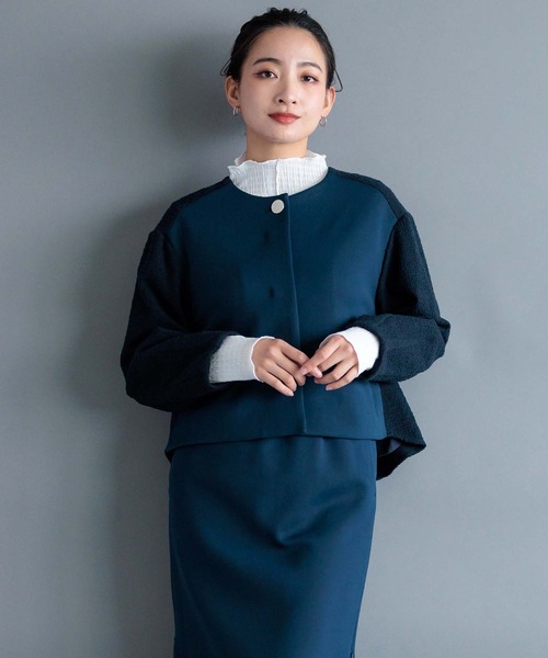 RAW FUDGE(ローファッジ)の「ニットツイードノーカラージャケット RAW FUDGE(ローファッジ)の「ニットツイードノーカラージャケット