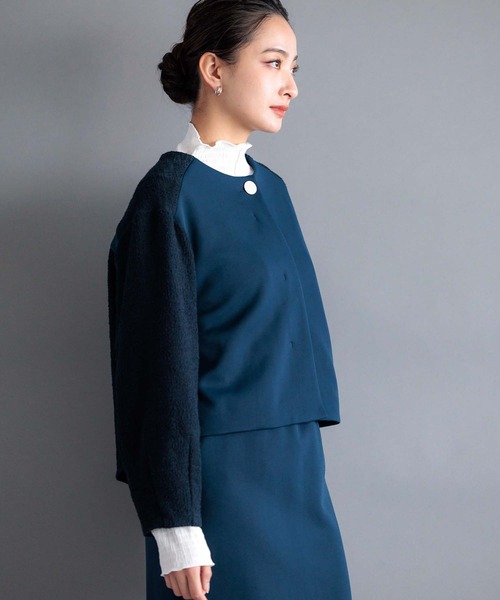 RAW FUDGE（ローファッジ）の「ニットツイードノーカラージャケット