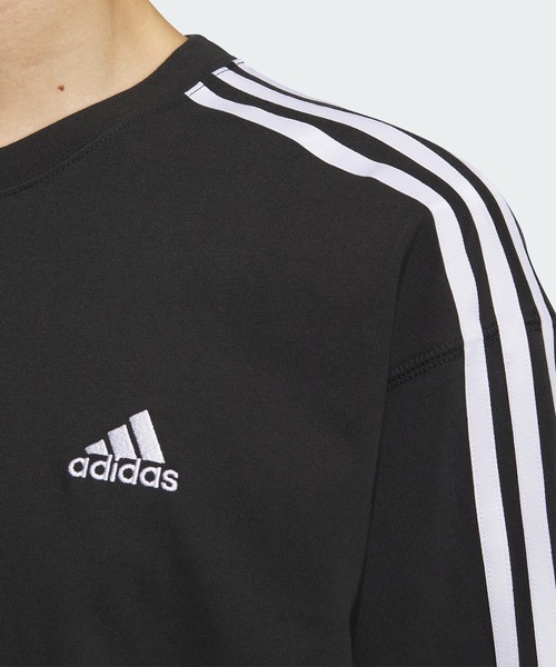 adidas（アディダス）の「エッセンシャルズ プラス ルーズフィット スリーストライプス 長袖Tシャツ / アディダス adidas（Tシャツ/カットソー・メンズ・グレー/ブルー/ブラック/ホワイト/グリーン/ネイビー/ベージュ・XX-LARGE/3XL/LARGE/MEDIUM/SMALL/X-LARGE/X-SMALL）」の20枚目の写真