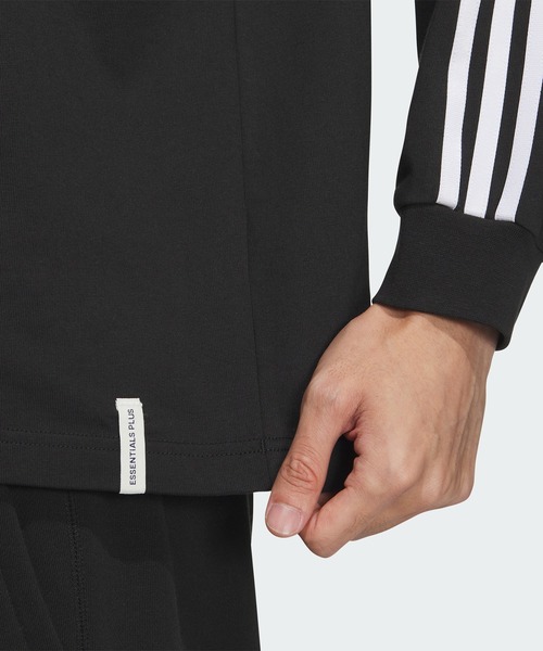 adidas（アディダス）の「エッセンシャルズ プラス ルーズフィット スリーストライプス 長袖Tシャツ / アディダス adidas（Tシャツ/カットソー・メンズ・グレー/ブルー/ブラック/ホワイト/グリーン/ネイビー/ベージュ・XX-LARGE/3XL/LARGE/MEDIUM/SMALL/X-LARGE/X-SMALL）」の21枚目の写真