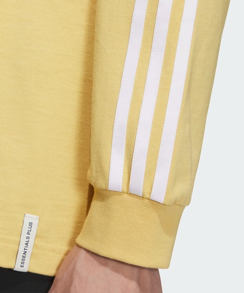 adidas（アディダス）の「エッセンシャルズ プラス ルーズフィット スリーストライプス 長袖Tシャツ / アディダス adidas（Tシャツ/カットソー・メンズ・グレー/ブルー/ブラック/ホワイト/グリーン/ネイビー/ベージュ・XX-LARGE/3XL/LARGE/MEDIUM/SMALL/X-LARGE/X-SMALL）」の9枚目の写真