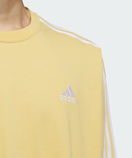 adidas（アディダス）の「エッセンシャルズ プラス ルーズフィット スリーストライプス 長袖Tシャツ / アディダス adidas（Tシャツ/カットソー・メンズ・グレー/ブルー/ブラック/ホワイト/グリーン/ネイビー/ベージュ・XX-LARGE/3XL/LARGE/MEDIUM/SMALL/X-LARGE/X-SMALL）」の8枚目の写真
