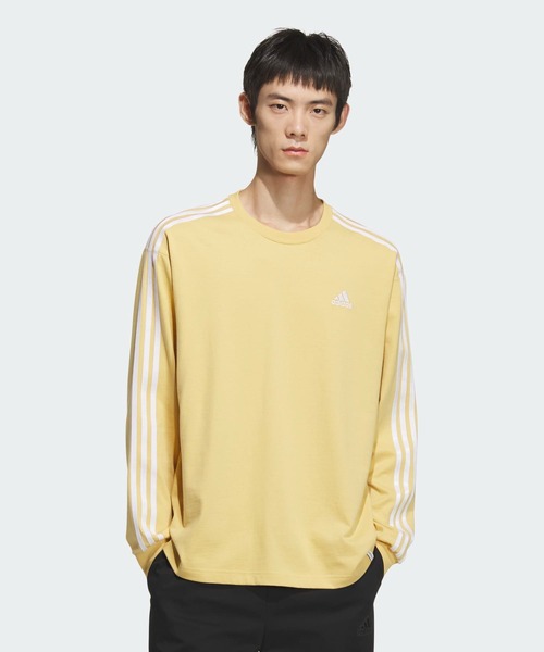 adidas ルーズフィット スリーストライプス 長袖 Tシャツ 送関込 セール】エッセンシャルズ プラス ルーズフィット スリー