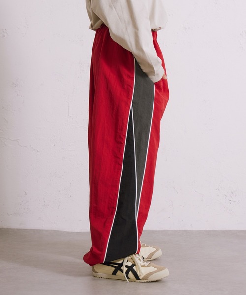 セール】ナイロン サイド ライン パイピング ワイド パンツ【PAIRMANON