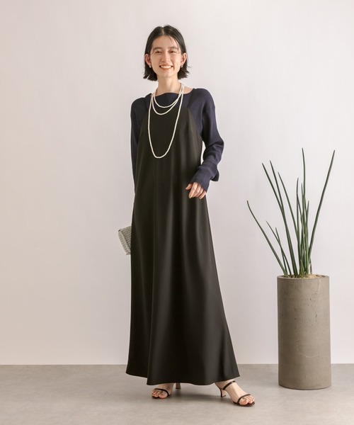 RIVE DROITE（リヴドロワ）の「ジョーゼットバイアスキャミワンピース（ワンピース・レディース・チャコールグレー/ブラック・FREE）」の7枚目の写真