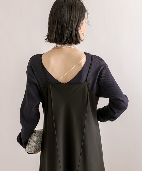 RIVE DROITE（リヴドロワ）の「ジョーゼットバイアスキャミワンピース（ワンピース・レディース・チャコールグレー/ブラック・FREE）」の12枚目の写真