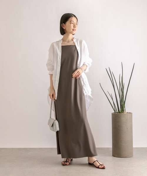 RIVE DROITE（リヴドロワ）の「ジョーゼットバイアスキャミワンピース（ワンピース・レディース・チャコールグレー/ブラック・FREE）」の15枚目の写真