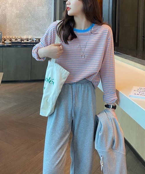 Per sist ence(パーシエンス)の「ボーダーリンガーTシャツ(Tシャツ/カットソー・レディース・ホワイト×レッド/サックスブルー系/ホワイト×ブラック/イエロー×ブラック/イエロー×グレー・FREE)」の13枚目の写真