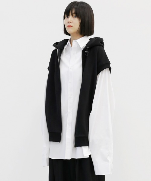 minsobi(ミンソビ)の「ダブルジップパーカーベスト フード付きベスト(ベスト・メンズ・ブラック・FREE)」の22枚目の写真