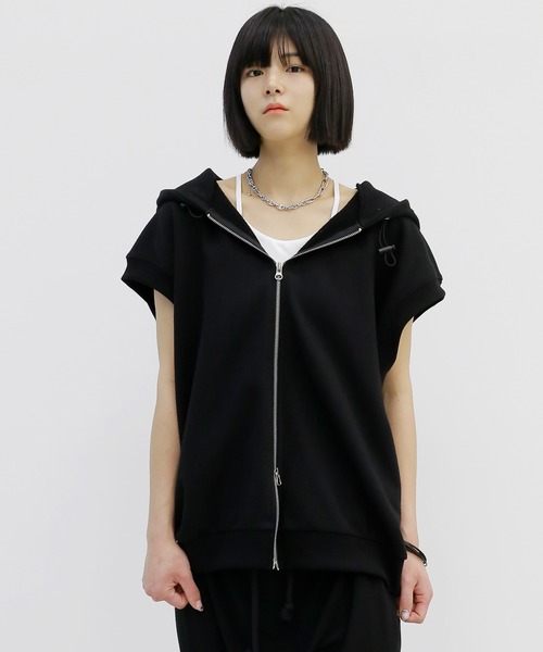 minsobi(ミンソビ)の「ダブルジップパーカーベスト フード付きベスト(ベスト・メンズ・ブラック・FREE)」の7枚目の写真