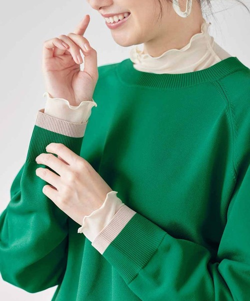 IEDIT（イディット）の「ＩＥＤＩＴ　やわらか素材の身ごろが心地よい部分シアートップス（Tシャツ/カットソー・レディース・スミクロ/グレー/アイボリー・XX-LARGE/X-LARGE/LARGE/MEDIUM/SMALL/XXX-LARGE）」の2枚目の写真