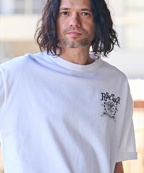 CAMBIO（カンビオ）の「mt8937- ビッグシルエットプリントTシャツ（RISKTAKER）（Tシャツ/カットソー・メンズ・ホワイト/グリーン/ベージュ・S/M/L/XL）」の6枚目の写真