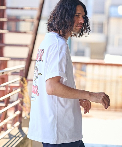 CAMBIO（カンビオ）の「mt8937- ビッグシルエットプリントTシャツ（RISKTAKER）（Tシャツ/カットソー・メンズ・ホワイト/グリーン/ベージュ・S/M/L/XL）」の7枚目の写真