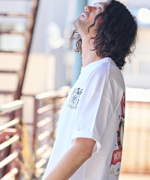 CAMBIO（カンビオ）の「mt8937- ビッグシルエットプリントTシャツ（RISKTAKER）（Tシャツ/カットソー・メンズ・ホワイト/グリーン/ベージュ・S/M/L/XL）」の8枚目の写真