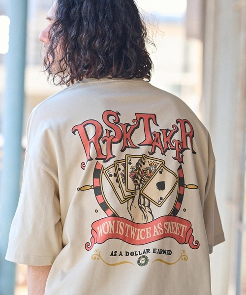 CAMBIO（カンビオ）の「mt8937- ビッグシルエットプリントTシャツ（RISKTAKER）（Tシャツ/カットソー・メンズ・ホワイト/グリーン/ベージュ・S/M/L/XL）」の11枚目の写真