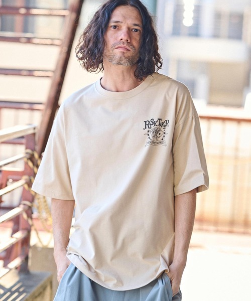 CAMBIO（カンビオ）の「mt8937- ビッグシルエットプリントTシャツ（RISKTAKER）（Tシャツ/カットソー・メンズ・ホワイト/グリーン/ベージュ・S/M/L/XL）」の14枚目の写真