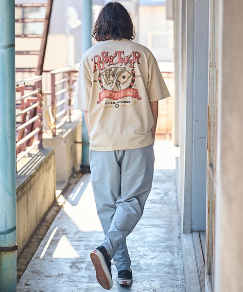 CAMBIO（カンビオ）の「mt8937- ビッグシルエットプリントTシャツ（RISKTAKER）（Tシャツ/カットソー・メンズ・ホワイト/グリーン/ベージュ・S/M/L/XL）」の15枚目の写真