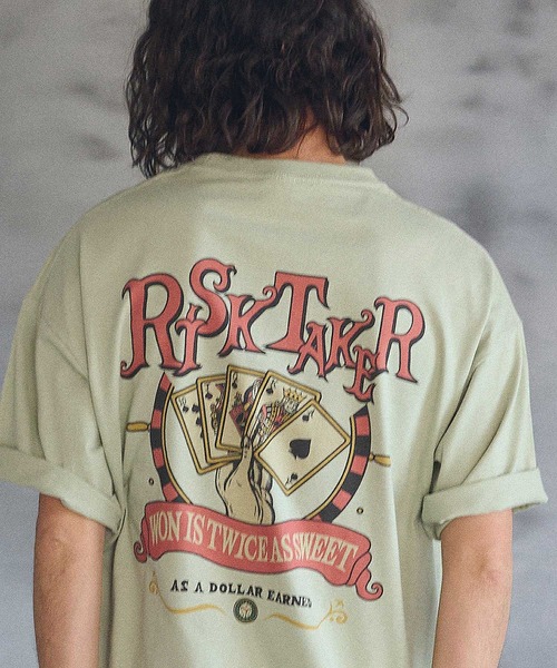 CAMBIO（カンビオ）の「mt8937- ビッグシルエットプリントTシャツ（RISKTAKER）（Tシャツ/カットソー・メンズ・ホワイト/グリーン/ベージュ・S/M/L/XL）」の17枚目の写真