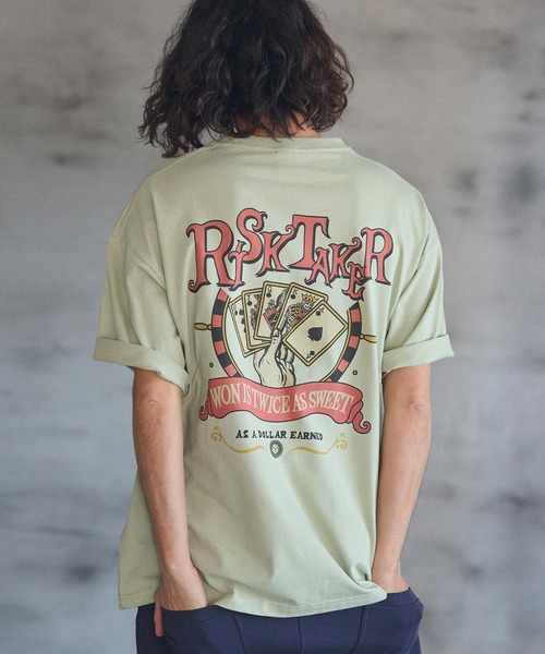 CAMBIO（カンビオ）の「mt8937- ビッグシルエットプリントTシャツ（RISKTAKER）（Tシャツ/カットソー・メンズ・ホワイト/グリーン/ベージュ・S/M/L/XL）」の20枚目の写真