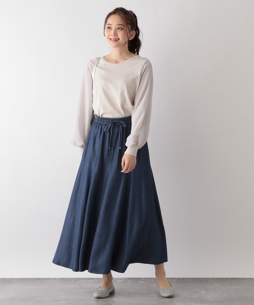 GLOBAL WORK(グローバルワーク)の「エアリーリラックスデニムスカート/991693(デニムスカート・レディース・ブルー/ネイビー・REGULAR/SHORT)」の9枚目の写真