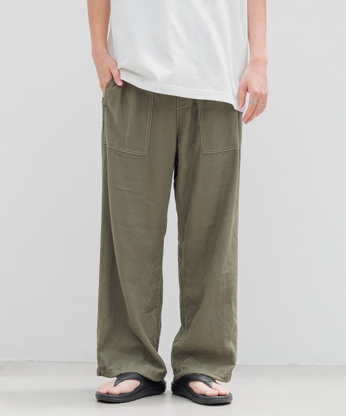 RAGEBLUE（レイジブルー）の「NORMANDY LINEN & RAYON STITCH EASY SLACKS/ノルマンディーリネン&レーヨン/ステッチルーズイージーパンツ（スラックス・メンズ・ブラウン/ネイビー/ブラック/カーキ・MEDIUM/LARGE）」の3枚目の写真