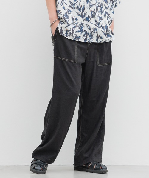 RAGEBLUE（レイジブルー）の「NORMANDY LINEN & RAYON STITCH EASY SLACKS/ノルマンディーリネン&レーヨン/ステッチルーズイージーパンツ（スラックス・メンズ・ブラウン/ネイビー/ブラック/カーキ・MEDIUM/LARGE）」の2枚目の写真