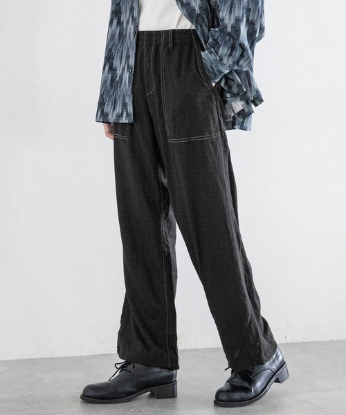RAGEBLUE（レイジブルー）の「NORMANDY LINEN & RAYON STITCH EASY SLACKS/ノルマンディーリネン&レーヨン/ステッチルーズイージーパンツ（スラックス・メンズ・ブラウン/ネイビー/ブラック/カーキ・MEDIUM/LARGE）」の7枚目の写真
