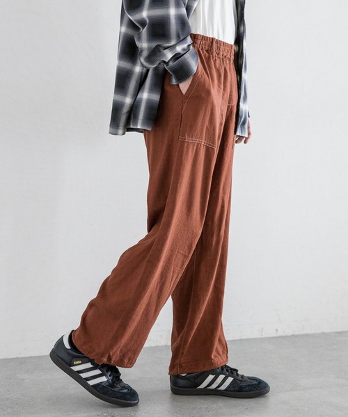 RAGEBLUE（レイジブルー）の「NORMANDY LINEN & RAYON STITCH EASY SLACKS/ノルマンディーリネン&レーヨン/ステッチルーズイージーパンツ（スラックス・メンズ・ブラウン/ネイビー/ブラック/カーキ・MEDIUM/LARGE）」の12枚目の写真