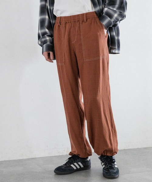 RAGEBLUE（レイジブルー）の「NORMANDY LINEN & RAYON STITCH EASY SLACKS/ノルマンディーリネン&レーヨン/ステッチルーズイージーパンツ（スラックス・メンズ・ブラウン/ネイビー/ブラック/カーキ・MEDIUM/LARGE）」の13枚目の写真