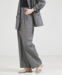 qualite | 【通勤/オケージョン】セットアップ対応リネングレンチェックパンツ(スラックス)