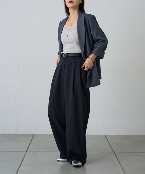 COLONY 2139（コロニートゥーワンスリーナイン）の「2タックワイドパンツ（スラックス・レディース・グレー/アイボリー/ブラック/ブラウン/ネイビー/ライトグレー/モカ・MEDIUM/SMALL/LARGE/PS）」の21枚目の写真