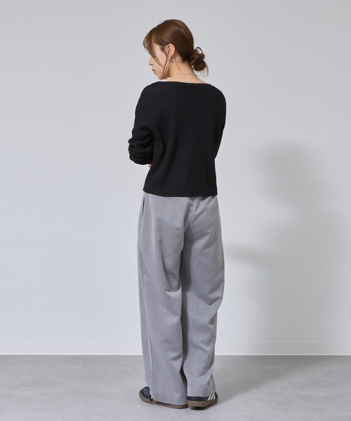 マッヒー様☆上質 2タック背中インゴムパンツ ネイビー 日本製 Two Tuck Pants | newnow