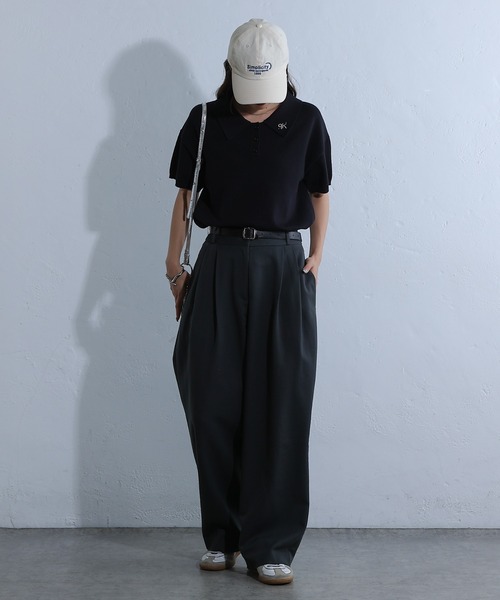 マッヒー様☆上質 2タック背中インゴムパンツ ネイビー 日本製 Two Tuck Pants | newnow