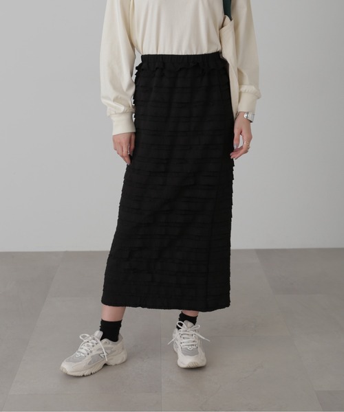 FREE'S MART（フリーズマート）の「◇カットフリルティアードナロースカート（スカート・レディース・ブラック/ホワイト・MEDIUM/SMALL）」の2枚目の写真