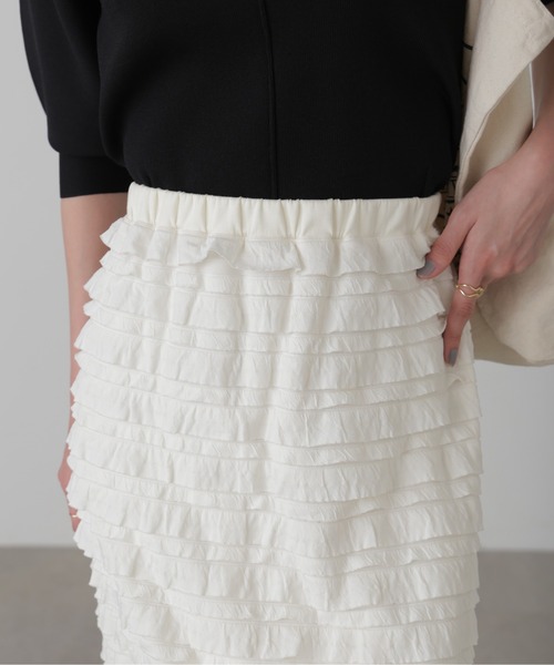 FREE'S MART（フリーズマート）の「◇カットフリルティアードナロースカート（スカート・レディース・ブラック/ホワイト・MEDIUM/SMALL）」の14枚目の写真