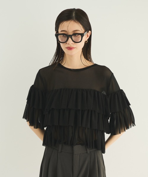 MERLOT（メルロー）の「ティアードシアープルオーバー（シャツ/ブラウス・レディース・ホワイト/ブラック・FREE）」の13枚目の写真