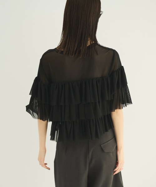 MERLOT（メルロー）の「ティアードシアープルオーバー（シャツ/ブラウス・レディース・ホワイト/ブラック・FREE）」の14枚目の写真