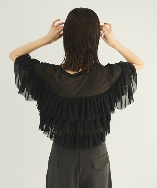 MERLOT（メルロー）の「ティアードシアープルオーバー（シャツ/ブラウス・レディース・ホワイト/ブラック・FREE）」の15枚目の写真