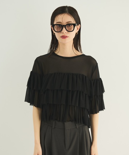 MERLOT（メルロー）の「ティアードシアープルオーバー（シャツ/ブラウス・レディース・ホワイト/ブラック・FREE）」の11枚目の写真