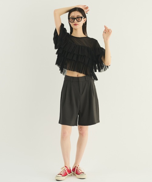 MERLOT（メルロー）の「ティアードシアープルオーバー（シャツ/ブラウス・レディース・ホワイト/ブラック・FREE）」の17枚目の写真