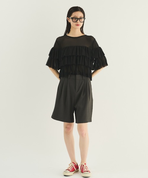 MERLOT（メルロー）の「ティアードシアープルオーバー（シャツ/ブラウス・レディース・ホワイト/ブラック・FREE）」の16枚目の写真