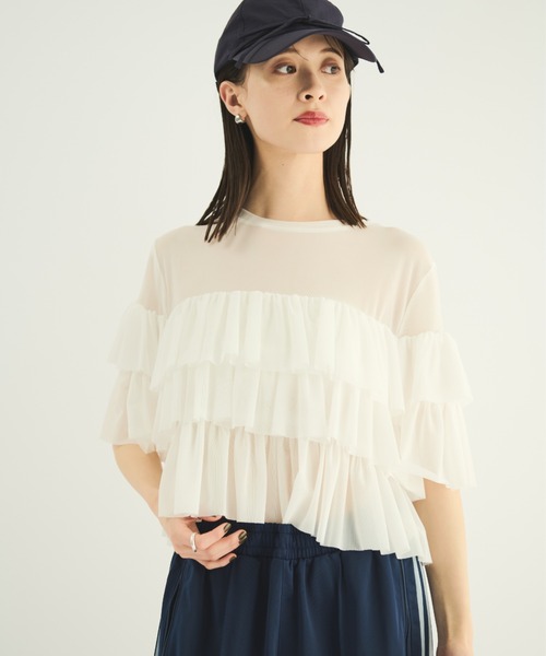 MERLOT（メルロー）の「ティアードシアープルオーバー（シャツ/ブラウス・レディース・ホワイト/ブラック・FREE）」の3枚目の写真