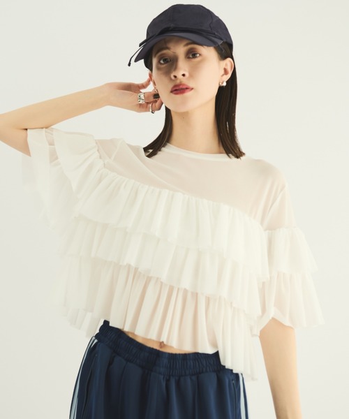 MERLOT（メルロー）の「ティアードシアープルオーバー（シャツ/ブラウス・レディース・ホワイト/ブラック・FREE）」の22枚目の写真